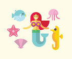 Flat Mermaid Illustration Vector