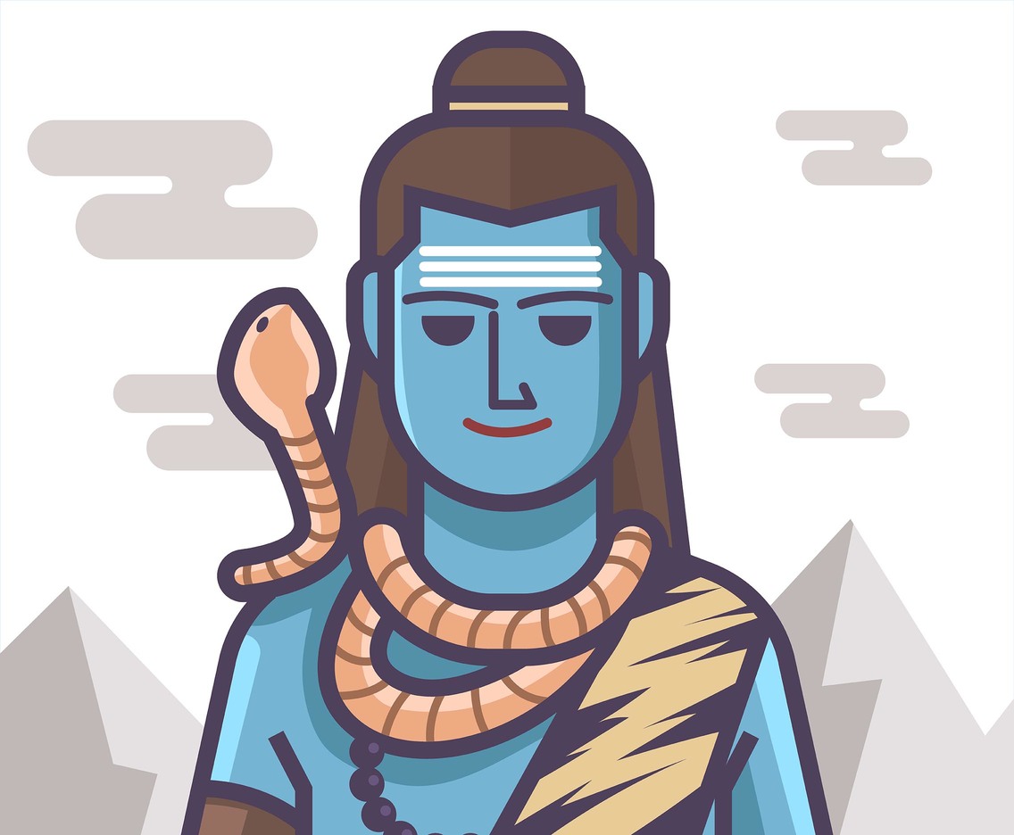 Shiva God Wearing Snake Vector