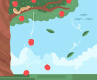 Apple Tree and Wind Vector