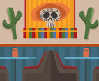 Mexican Cantina With Booth Tables Vector