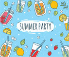 Hand Drawn Summer Party Drinks Vector