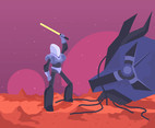 Outer Space Knight With Sword Vector