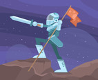 Outer Space Knight With Flag Vector