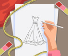 Fashion Background Gown Sketch Vector