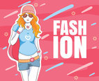 Girl Pink Fashion Background Vector