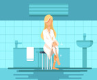 Woman Shaving in Bathroom