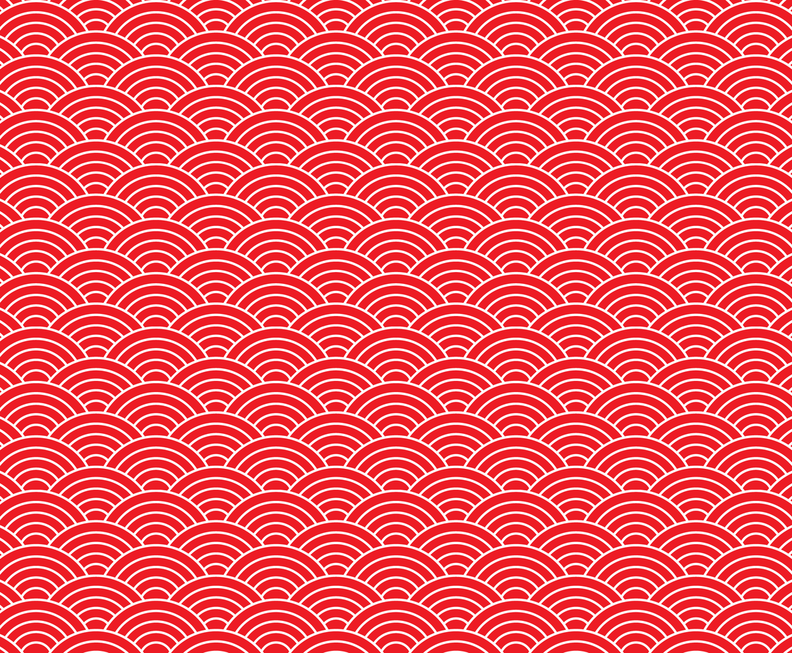 Red Japanese Wave Seamless Pattern