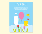 Cute Girls Baby Birth Card
