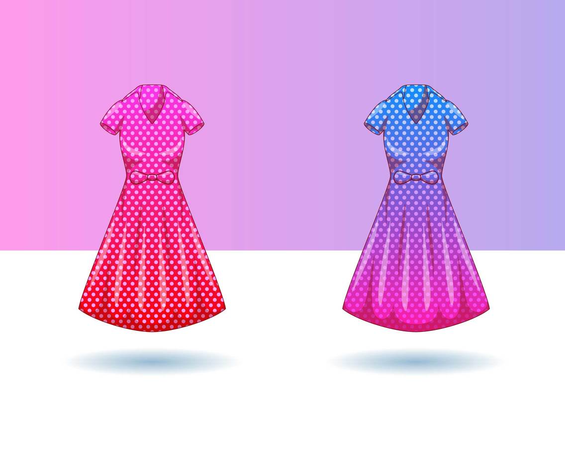 Beautiful Polka Dot Dress Vectors