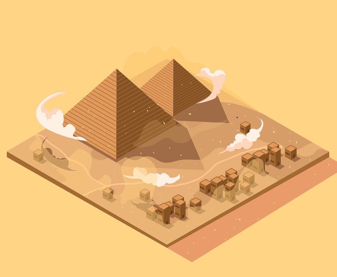 Isometric Desert with Pyramids