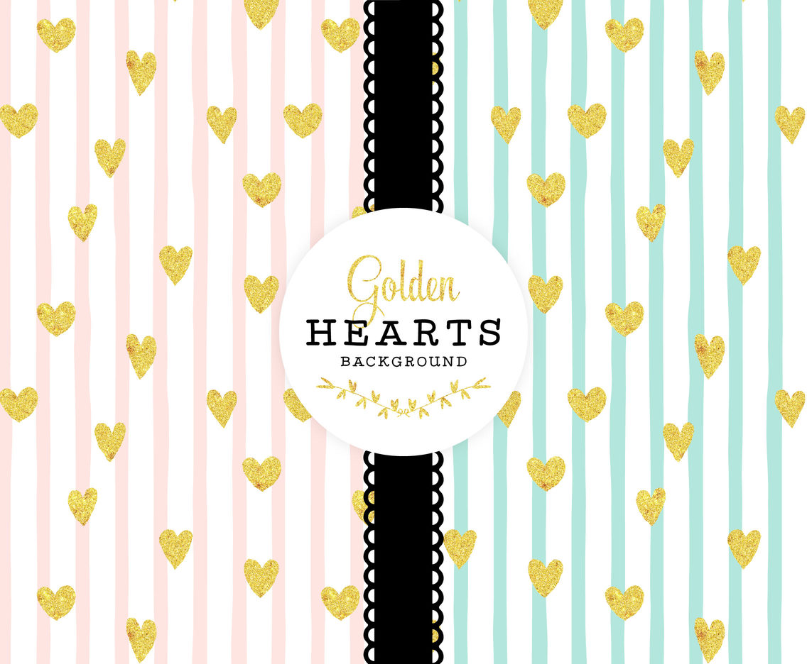 Golden Hearts Vector Background