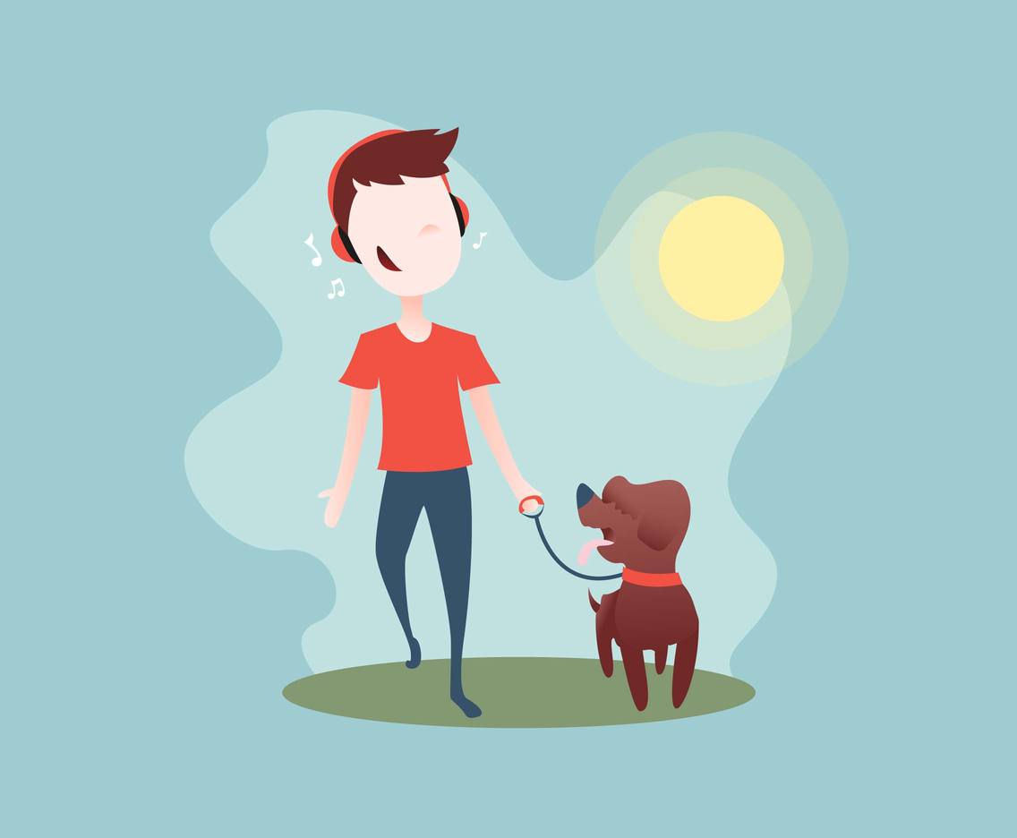 Boy And His Dog Illustration Vector