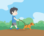 Walking with a Puppy Vector