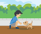 Playing with a Dog Vector