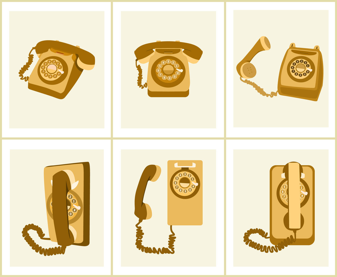 Various Rotary Dial Telephones Vector