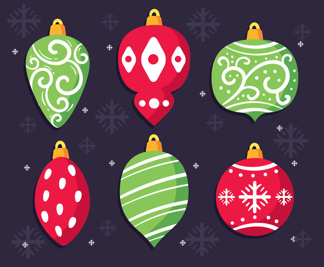 Red And Green Christmas Ornament Vector