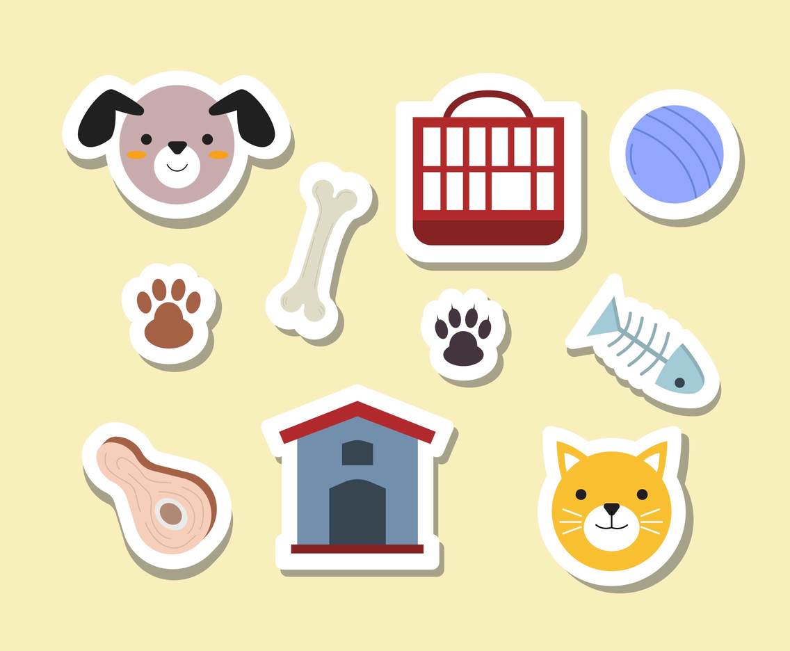 Cute Pet Stickers Vector
