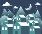 Winter Village Illustration Vector