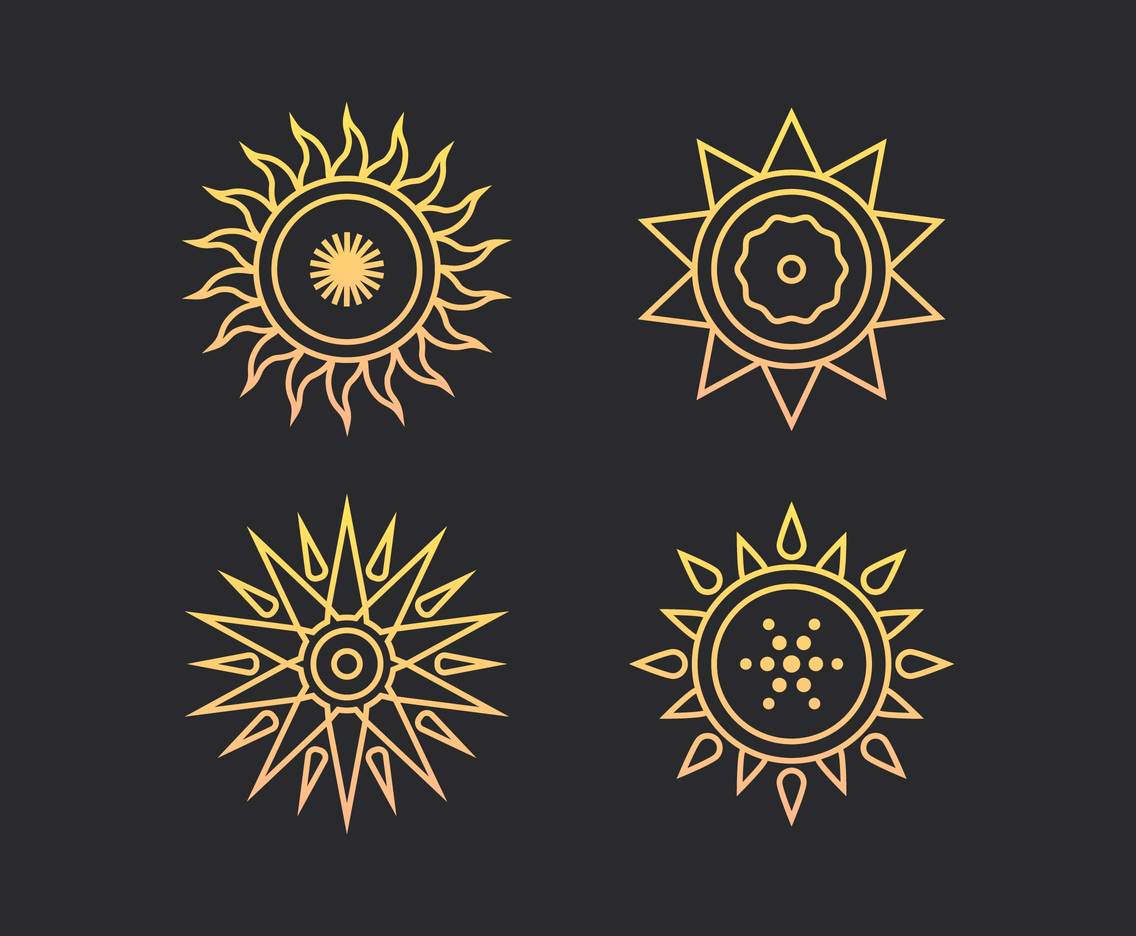 Unique Sun Element Set Vector	
