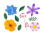 Colorful Flowers Clipart Vector