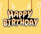 Happy Birthday Typography in Light Yellow Background