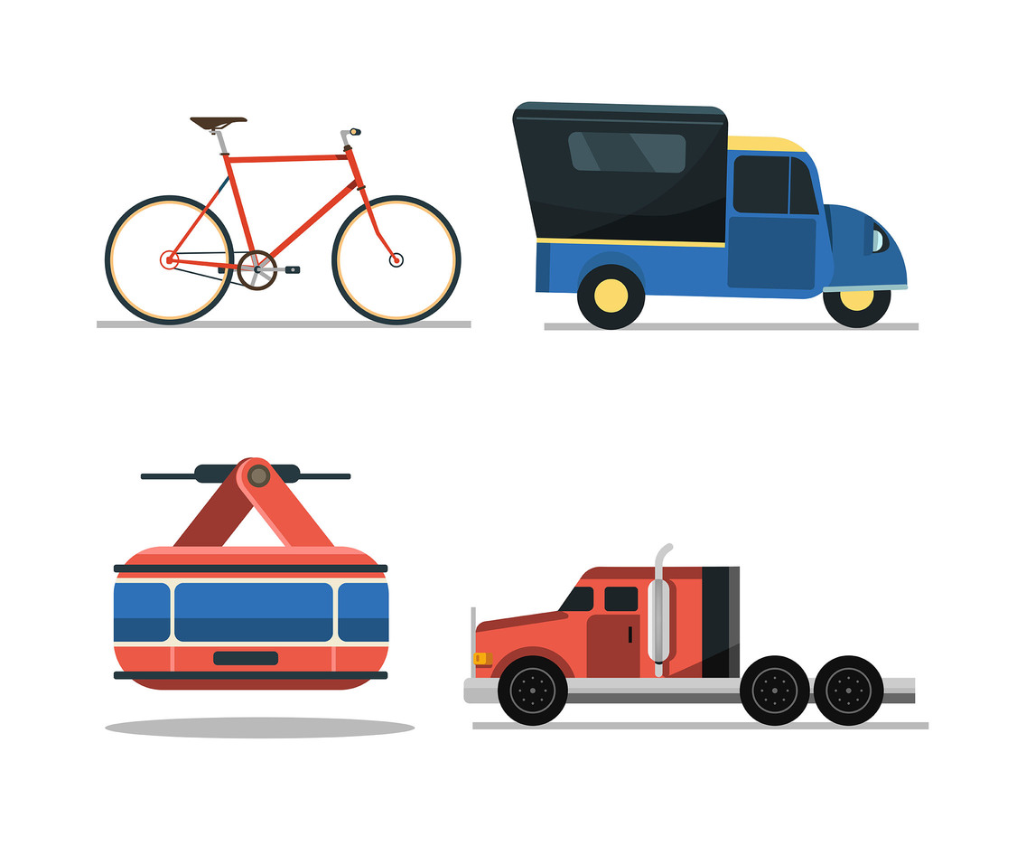Transportation Clipart Set in White Background