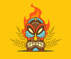 Tiki Tribal Mask on Yellow Background