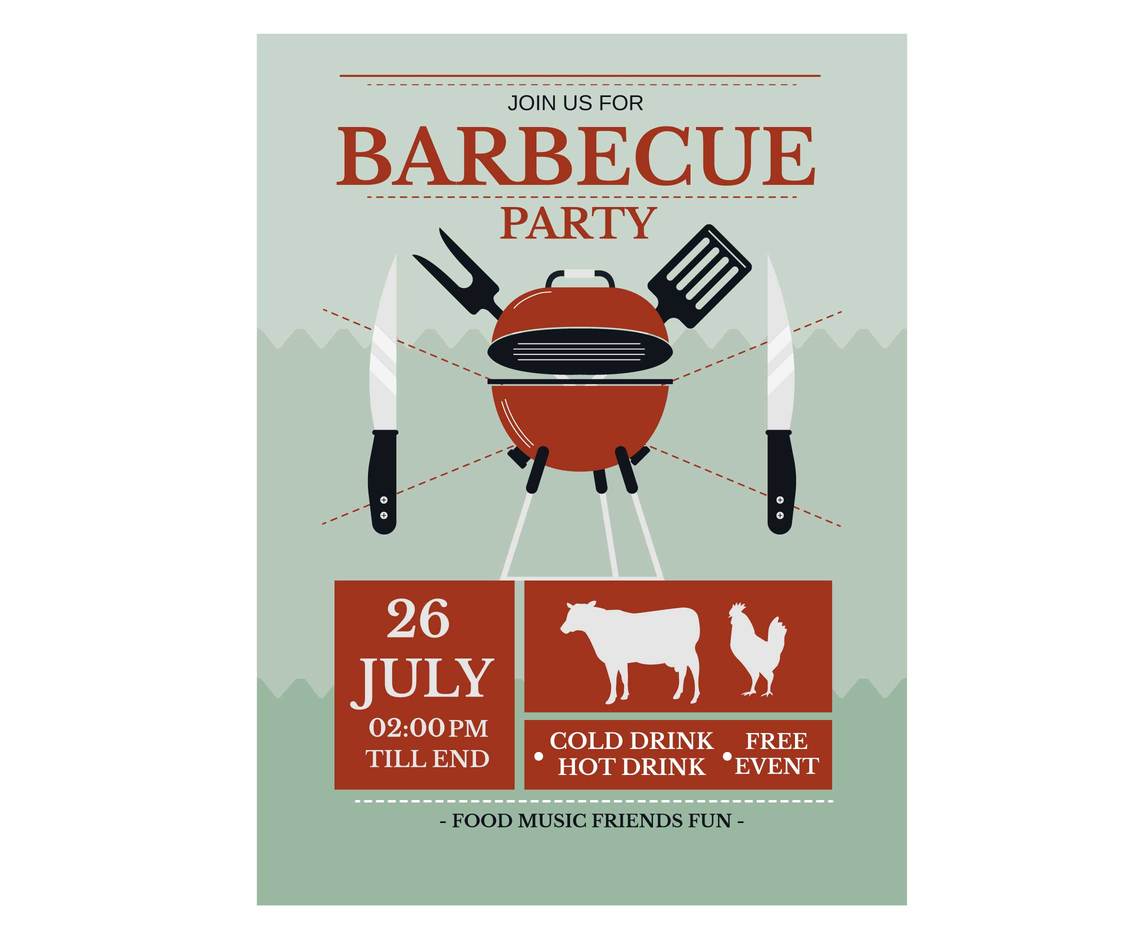 BBQ Party Invitation Template Vector