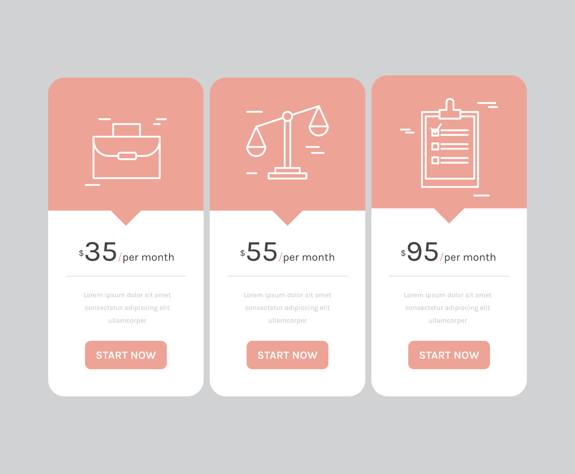 Pricing Table with Outlined Icons