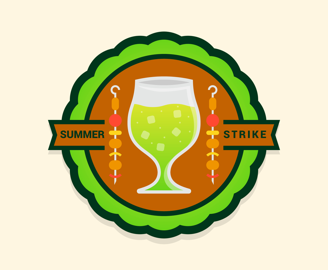 Summer Foods Badge With Lemonade and Barbeque	