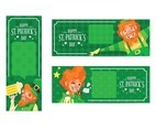 Template Banner Set of Patrick's Day Theme with Cartoon Leprechaun Characters.
