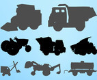 Construction Vehicles Silhouettes Set