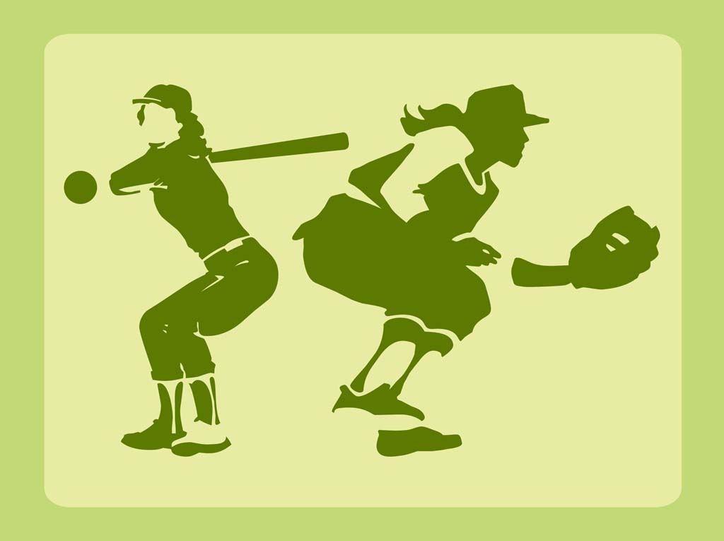 Baseball Girls Vector
