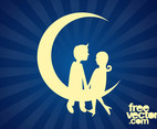 Couple Sitting On Moon