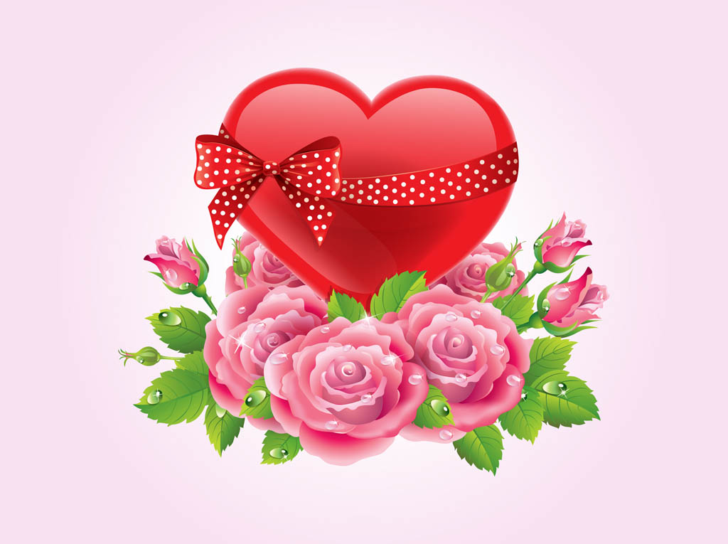 Hearts And Roses Vector
