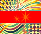 Retro Rainbow Wave and Star Vector Banners