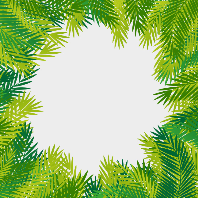 Tropical Leaves Vector Frame