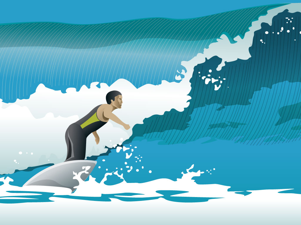 Surfer Ocean Waves Vector