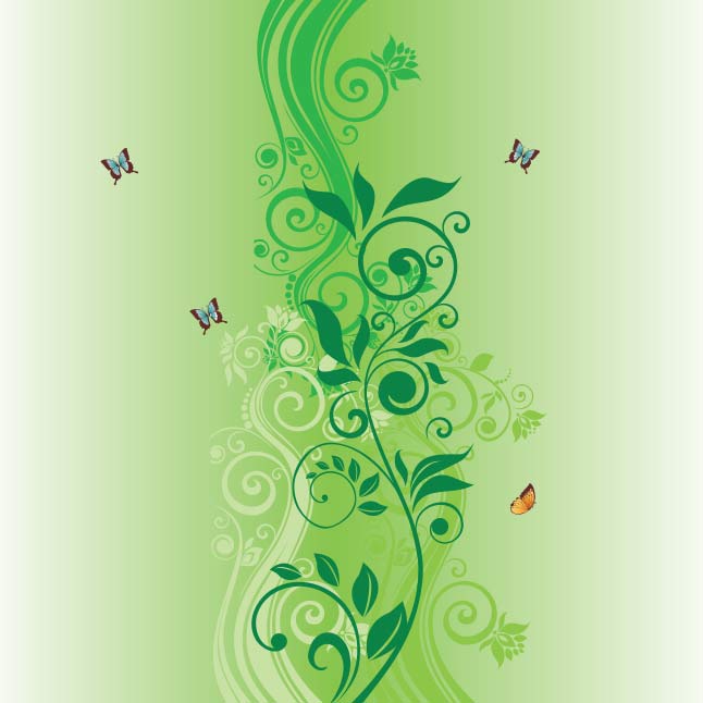 Green Swirl Butterfly Vector