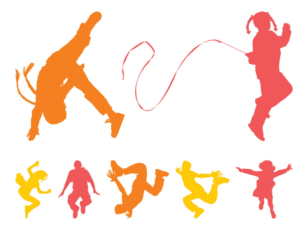 Jumping Kids Silhouettes