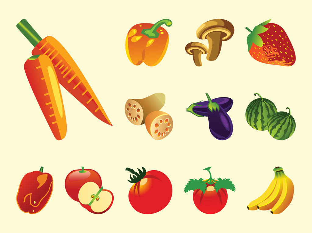 Fruits And Vegetables Vector