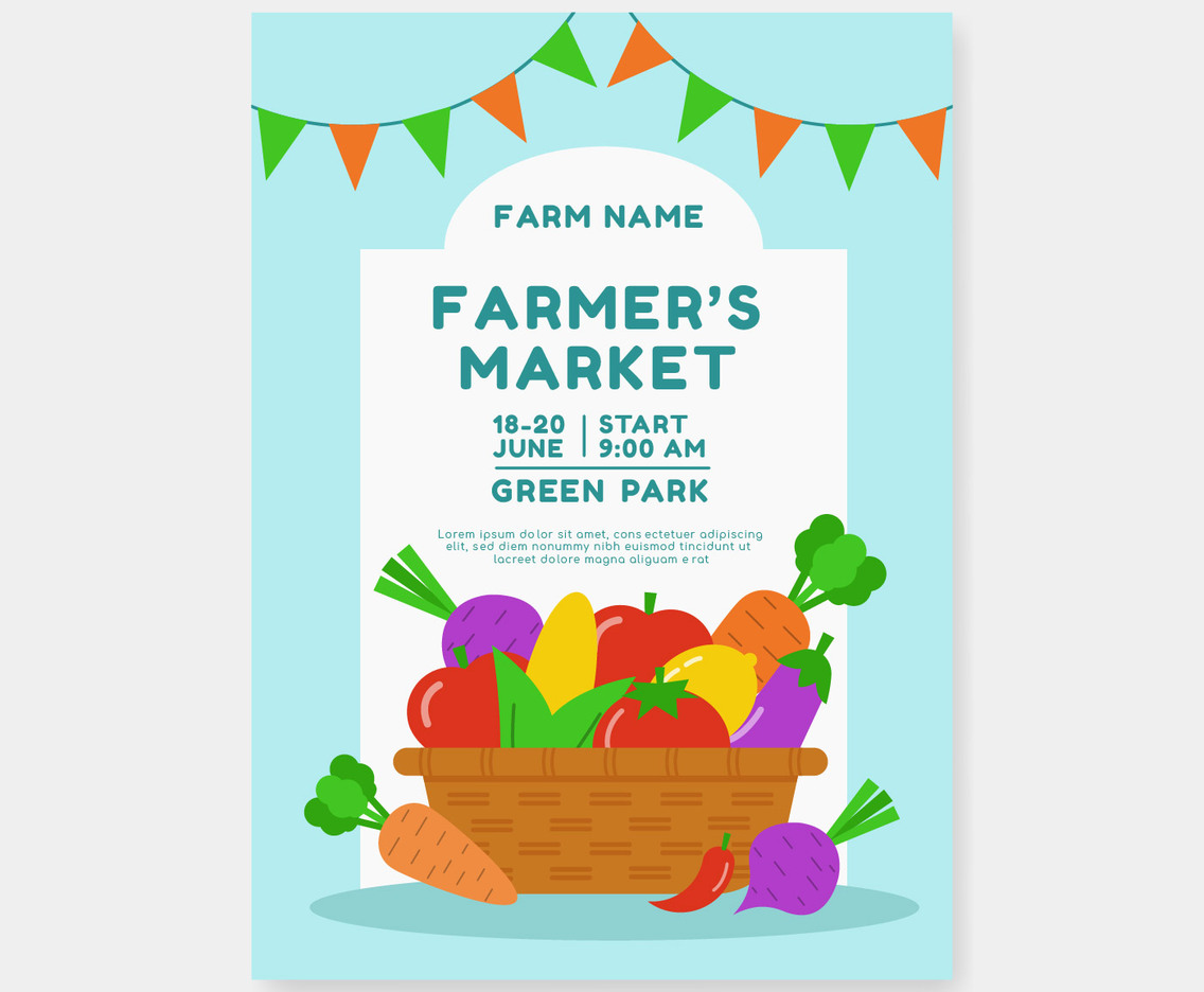 Famers Market Flyer Template Vector