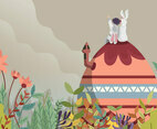 Bunny Celebrate Easter Day Wallpaper Vector Illustration