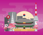 Seoul Korea City Skyline with Famous Buildings
