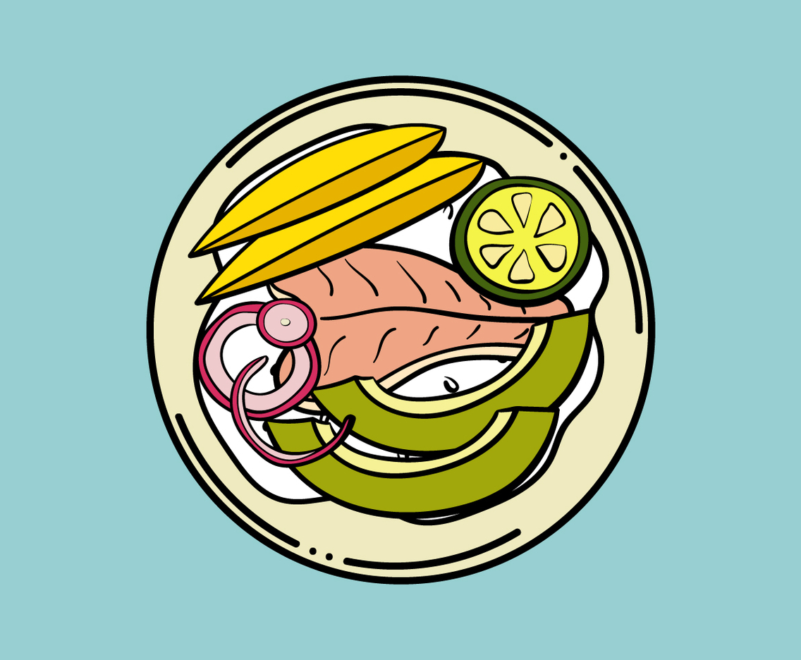 Hand-drawn Fish Poke Bowl