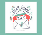 Christmas Card with Ginger Girl for Santa