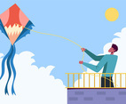 People Flying a Kite
