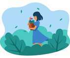 Girl With Flowers Vector Illustration