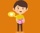 Boy holding gift
