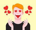 Boy With Heart Eyes Illustration